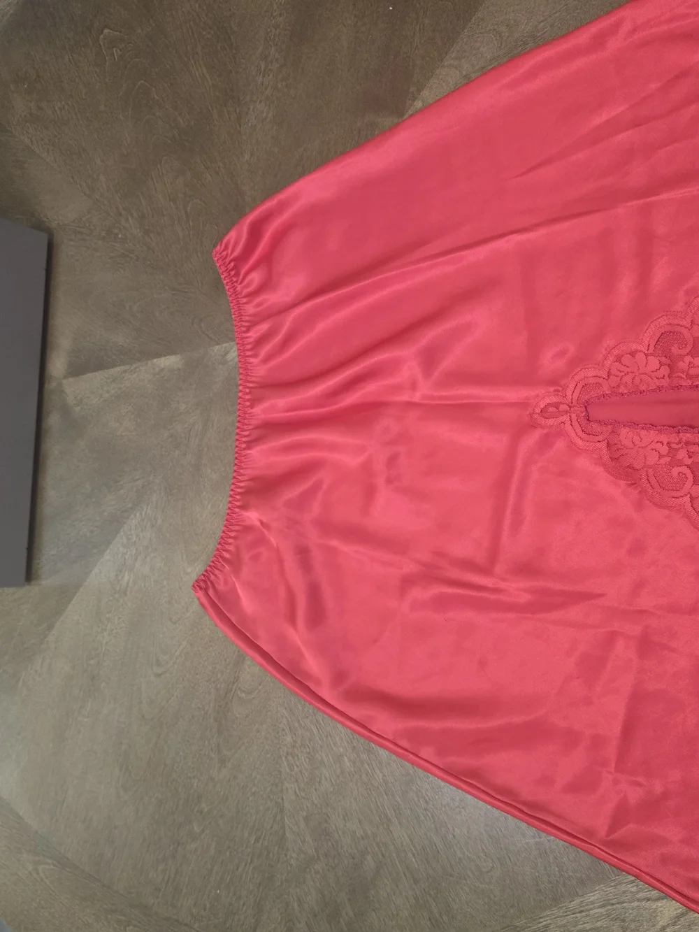 Vintage 80s Maidenform Chantilly Red Half Slip Skirt Lace Hem L Slit